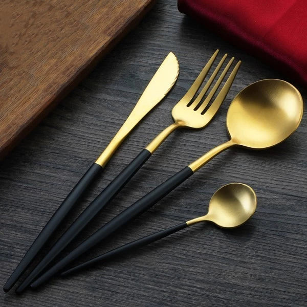 Conjunto de Talheres Black Gold - tanamão