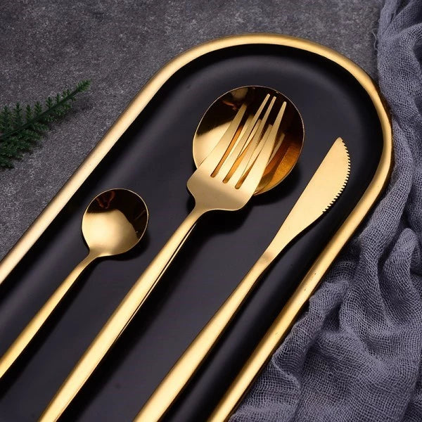 Conjunto de Talheres Black Gold - tanamão