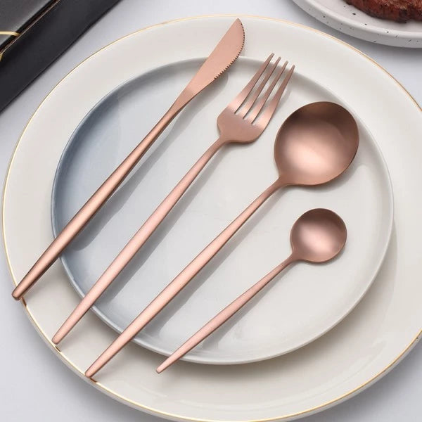 Conjunto Imperial de Talheres Ouro Rosa - tanamão