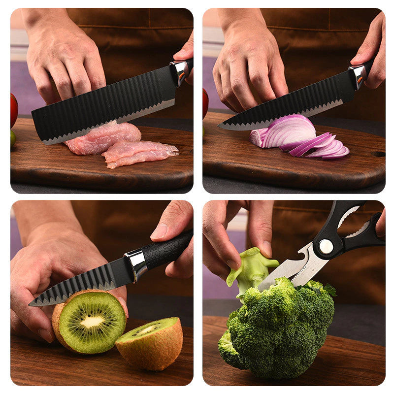 Kit de Facas Churrasco Profissional Antiaderente - tanamão