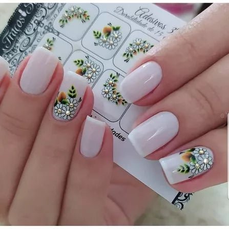 60 Adesivos de Unha 3D Florais Películas de Unhas - tanamao