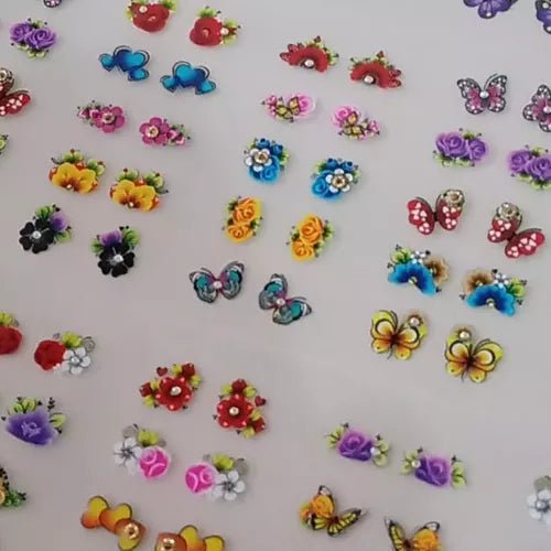 60 Adesivos de Unha 3D Florais Películas de Unhas - tanamao