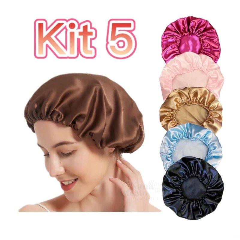 Kit 5 toucas de cetim anti frizz - tanamao